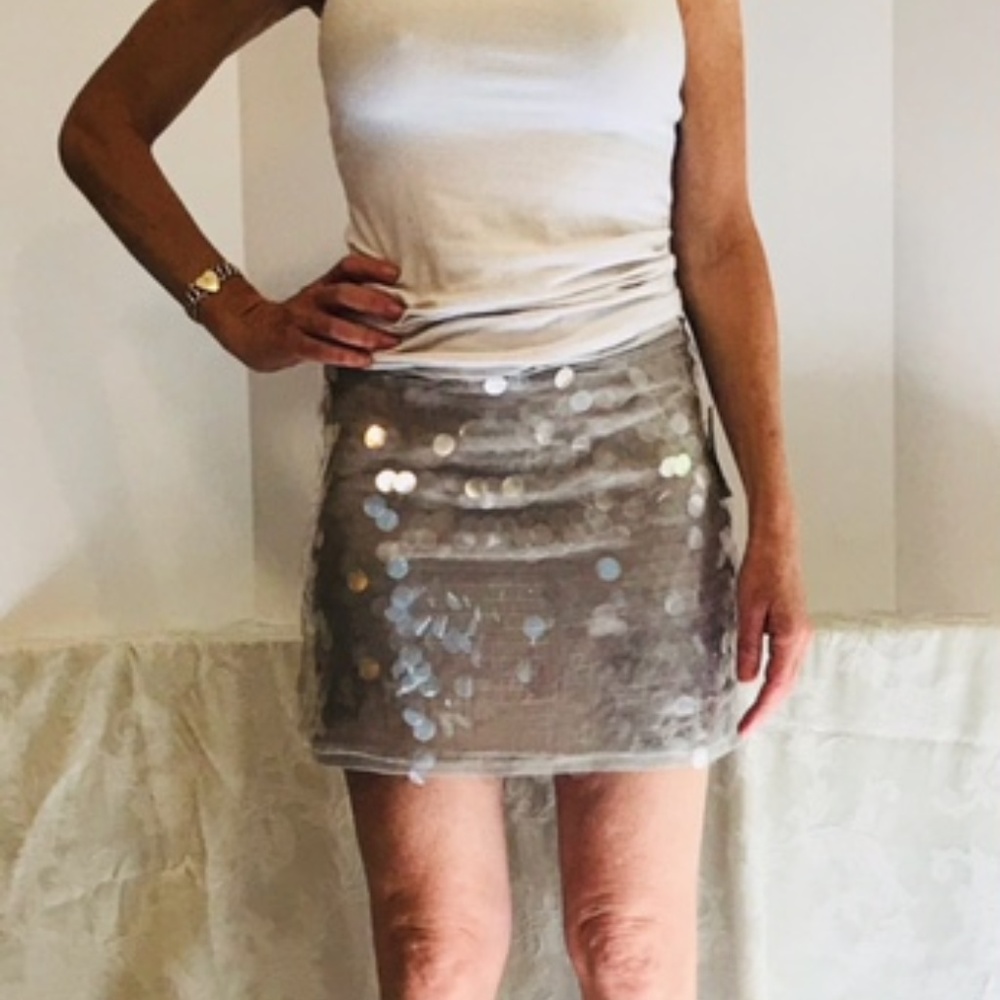 Rachel Roy silver large sequin mini skirt